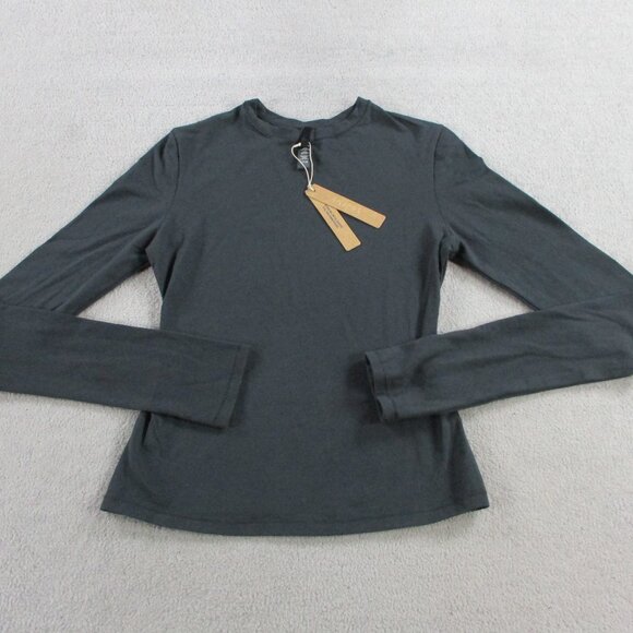 SKIMS Cotton Jersey Long Sleeve T Shirt Womens Small Soot Black Crewneck NEW - Picture 2 of 9